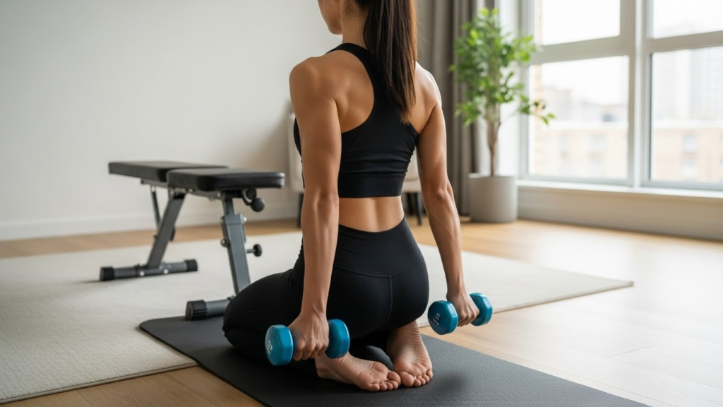 arm workout equipment dumbbells bench mat